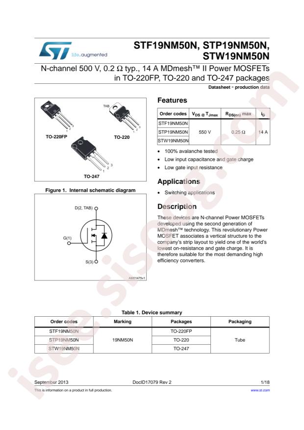 STW19NM50N