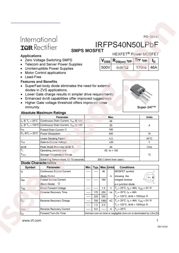 IRFPS40N50LPBF