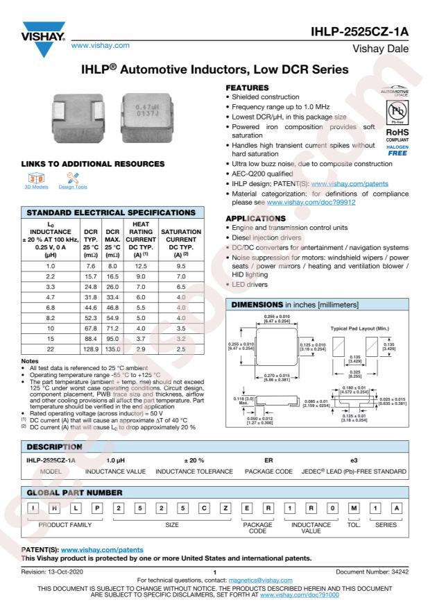 IHLP2525CZER100M1A
