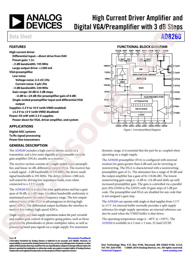 AD8260ACPZ-R7