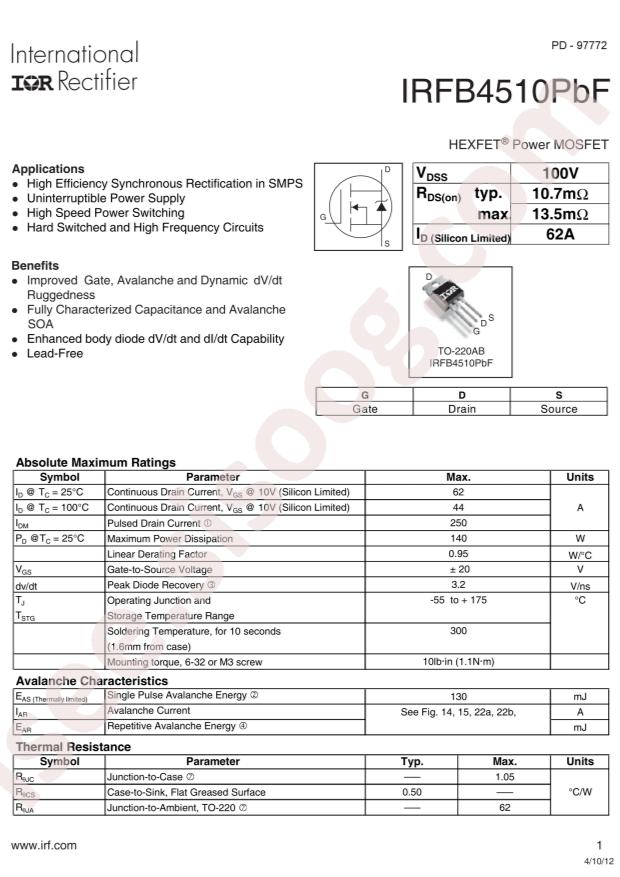 IRFB4510PBF