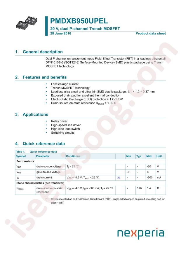 Nexperia PMDXB950UPEL/S500Z