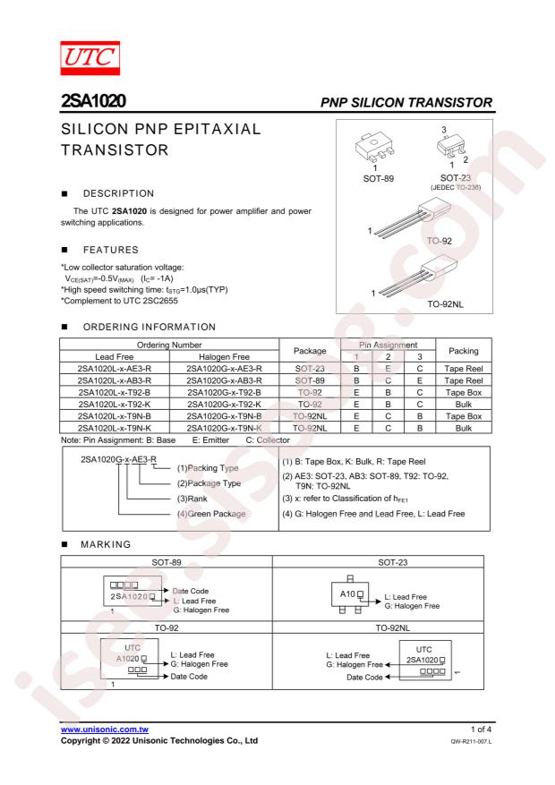 2SA1020L-Y-T9N-B