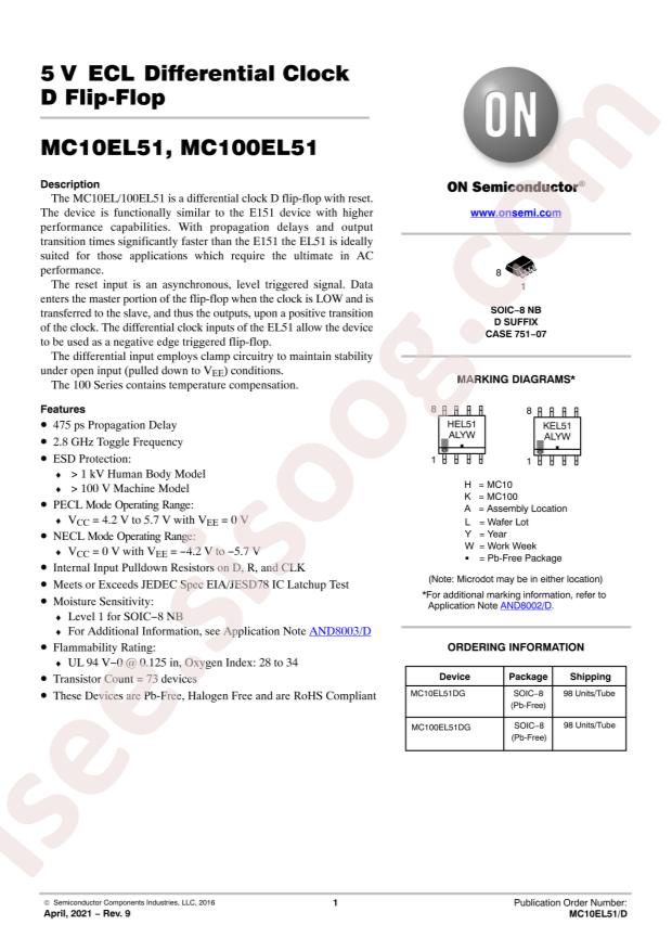 MC10EL51DG