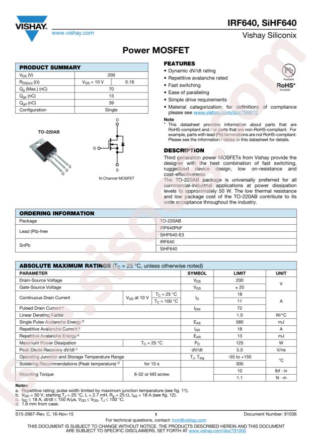 IRF640PBF