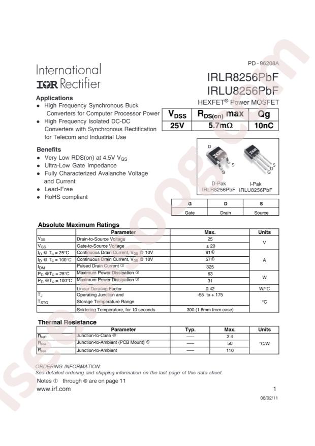 IRLR8256TRPBF