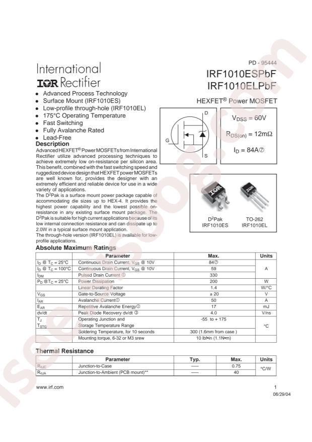 IRF1010ESTRLPBF