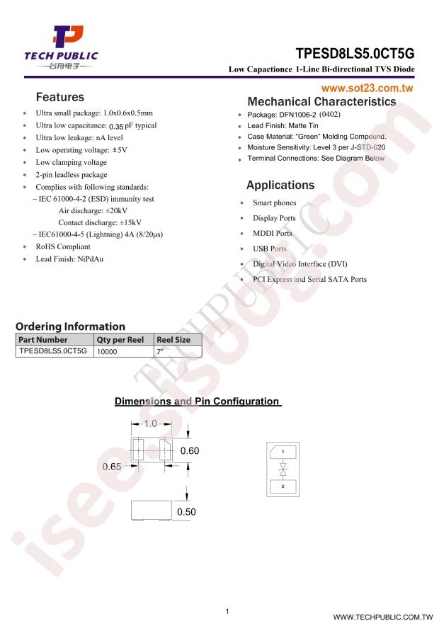 TPESD8LS5.0CT5G