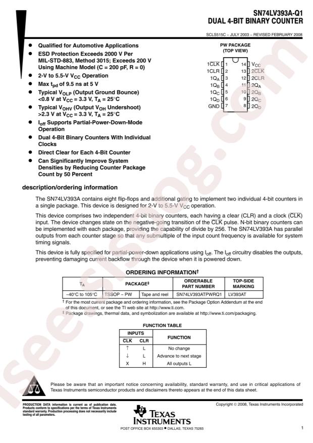 SN74LV393ATPWRQ1