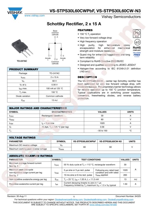 VS-STPS30L60CWPBF