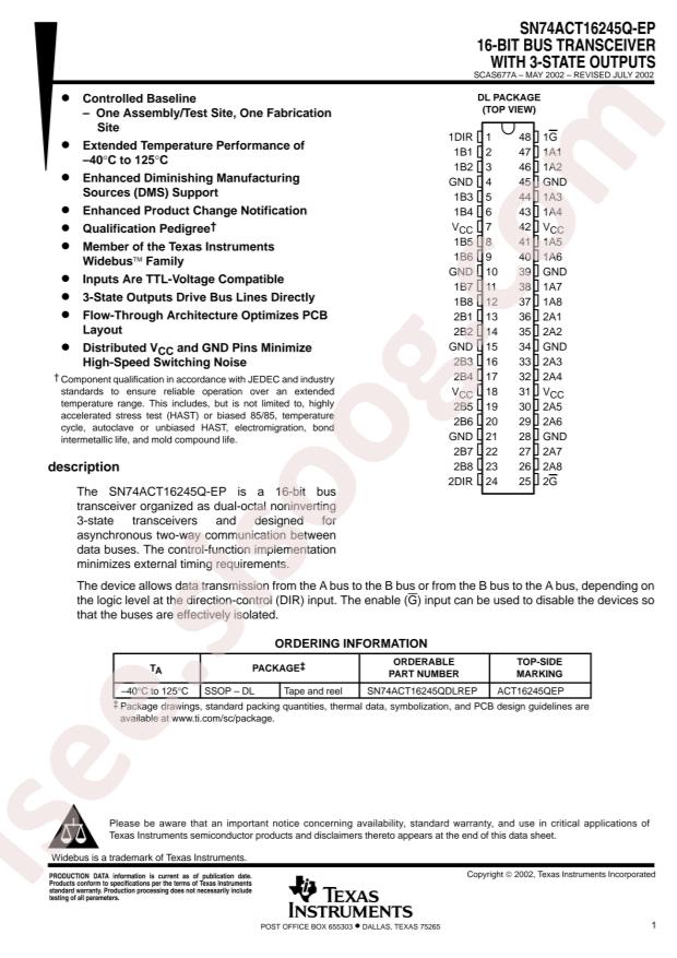SN74ACT16245QDLREP