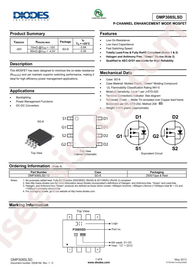 DMP3085LSD-13