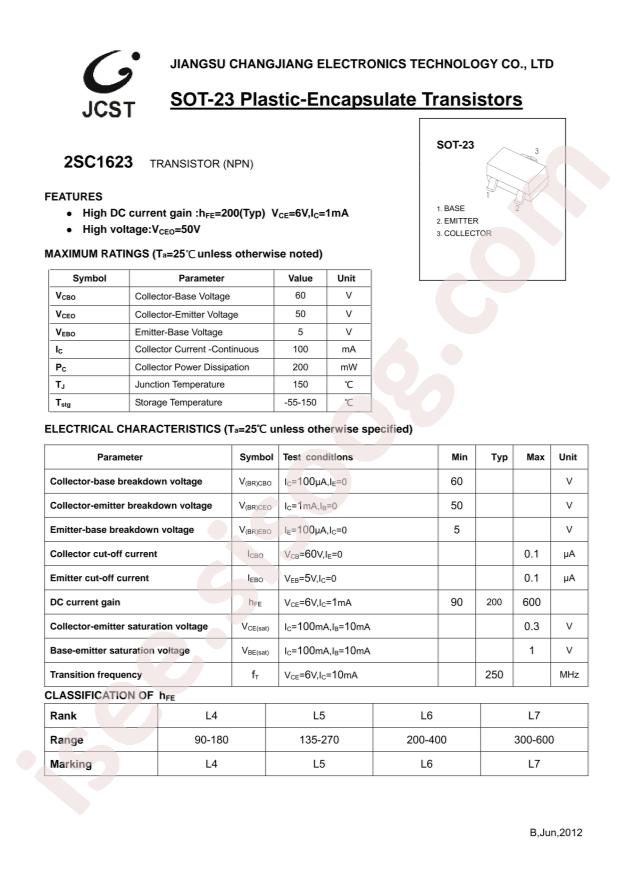 JSCJ 2SC1623(RANGE:300-400)