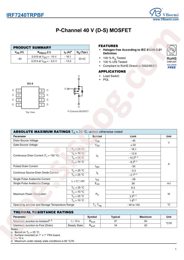 IRF7240TRPBF-VB