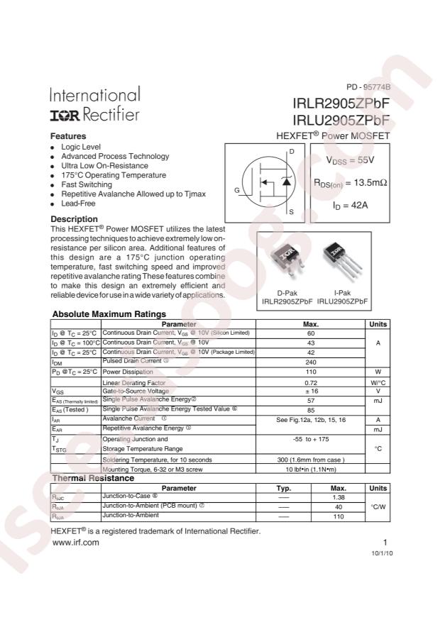IRLR2905ZTRPBF