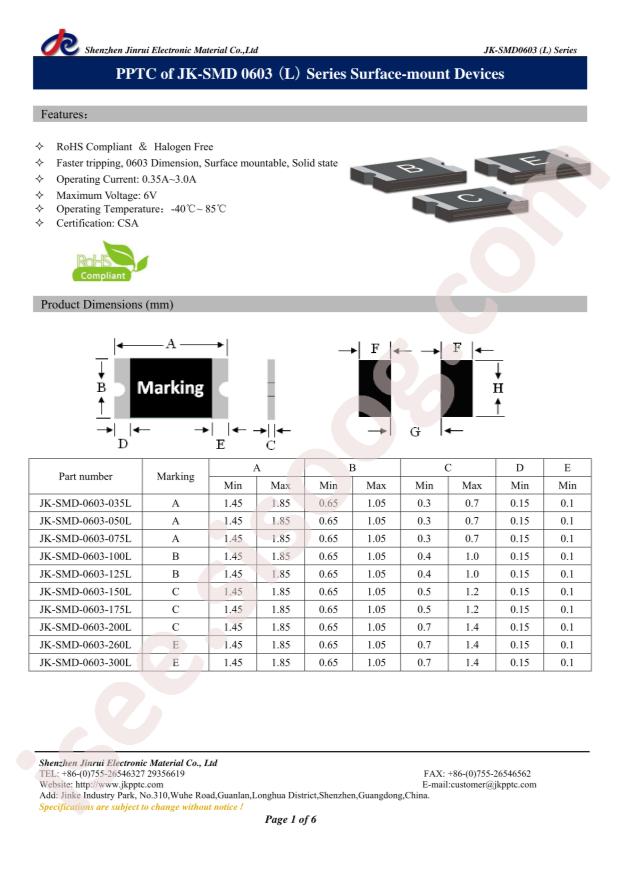 JK-SMD0603-075L(6V)