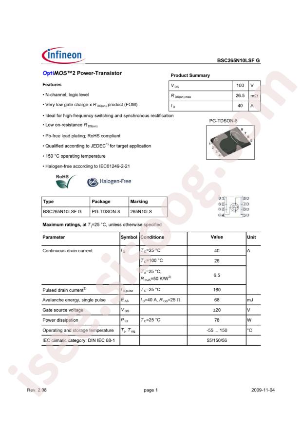 BSC265N10LSF G