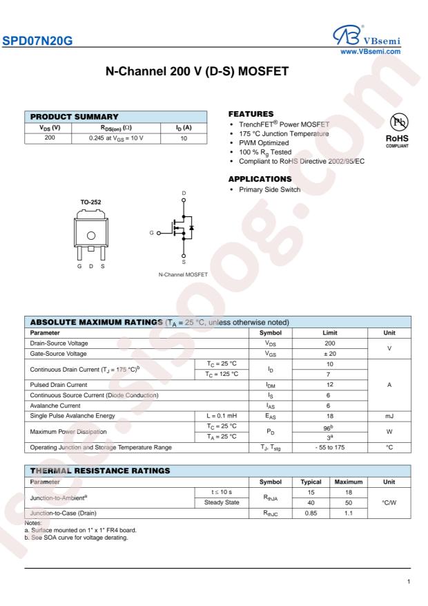 SPD07N20G-VB