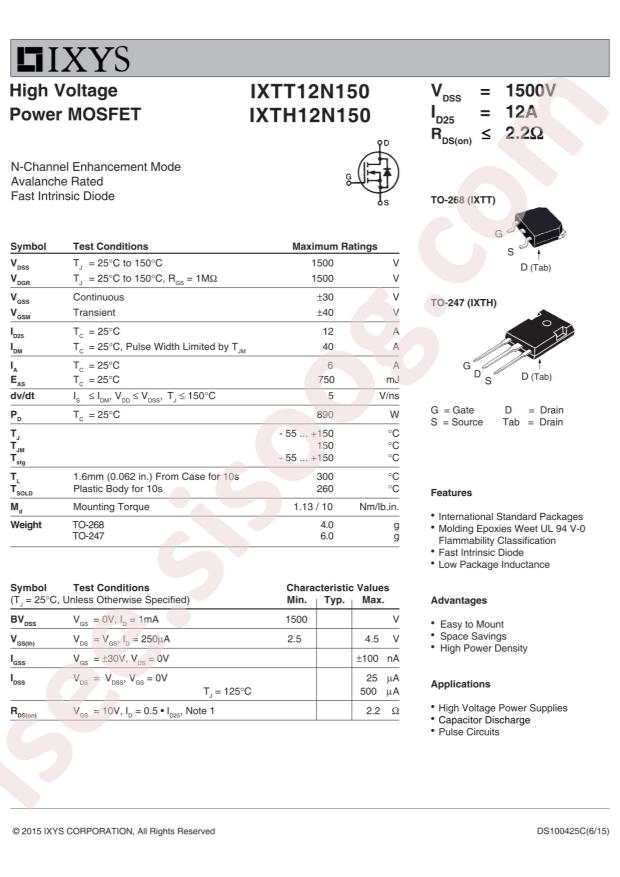 IXTH12N150