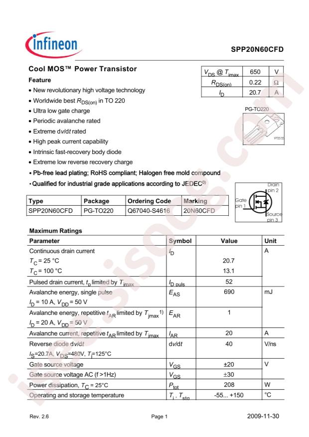 SPP20N60CFD