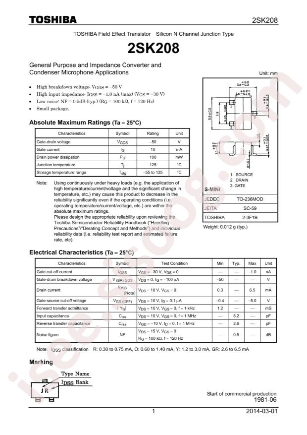 2SK208-Y(TE85L,F)