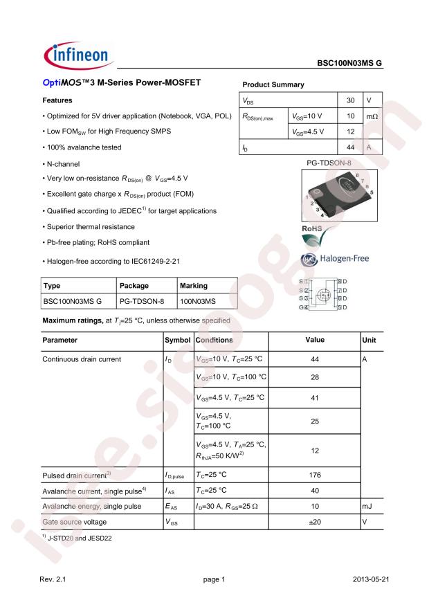 BSC100N03MS G