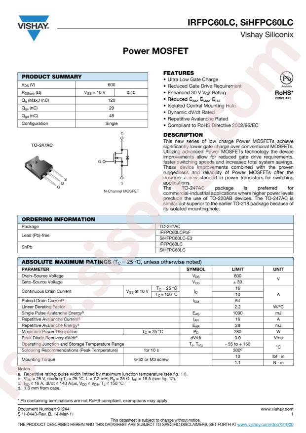 IRFPC60LCPBF