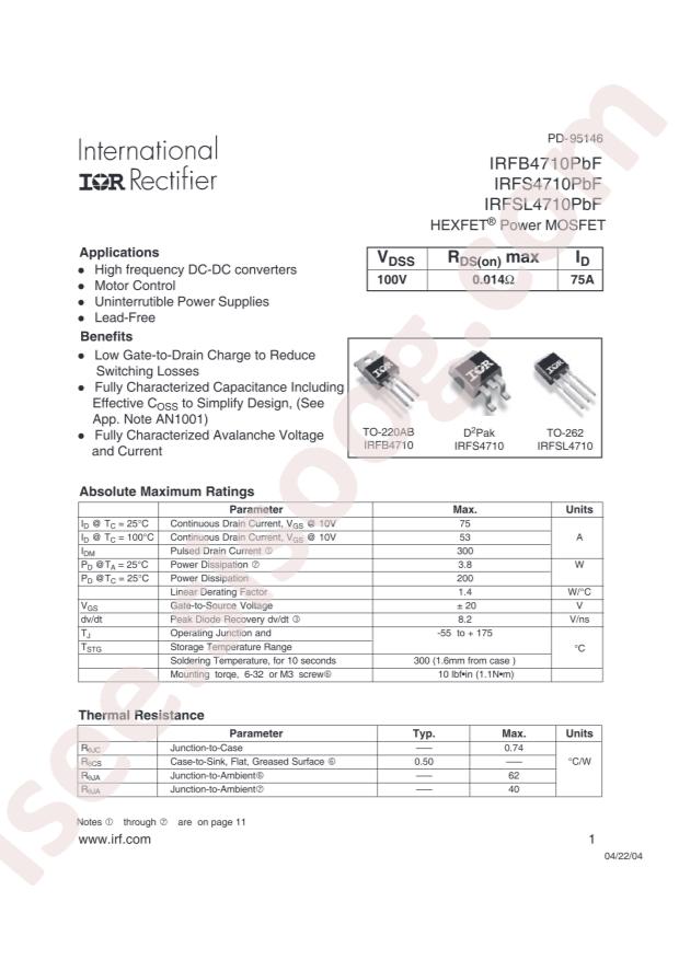 IRFB4710PBF