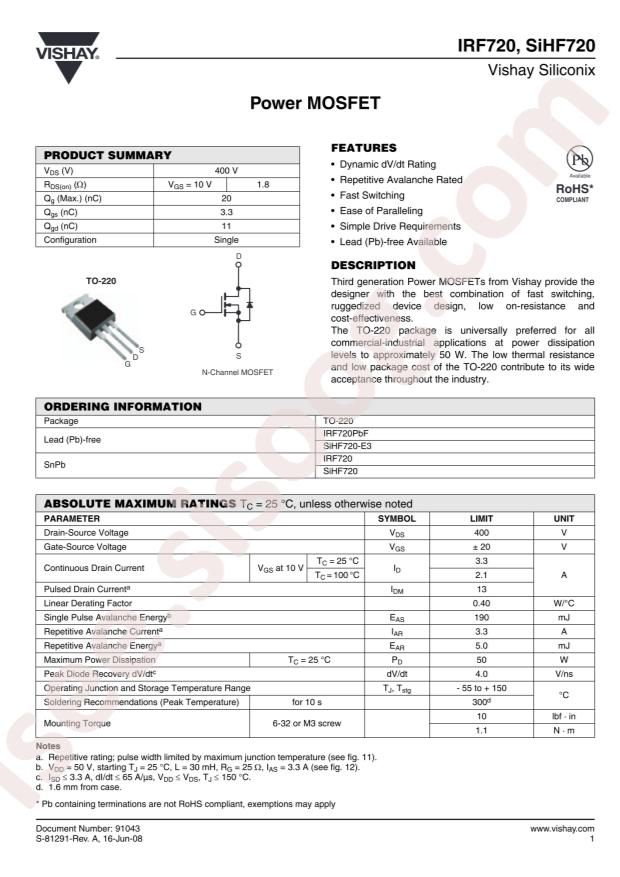IRF720PBF