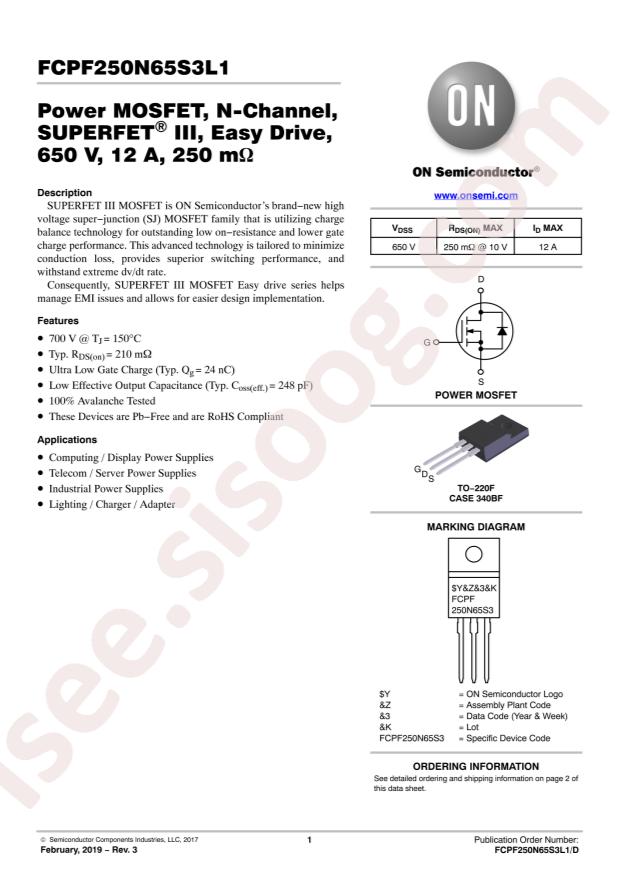 FCPF250N65S3L1