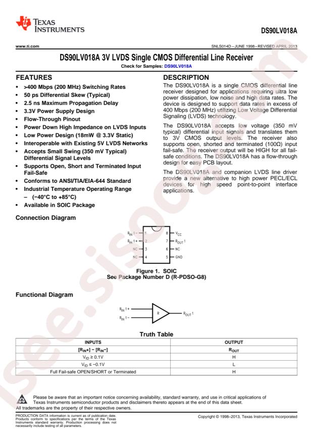 DS90LV018ATMX/NOPB