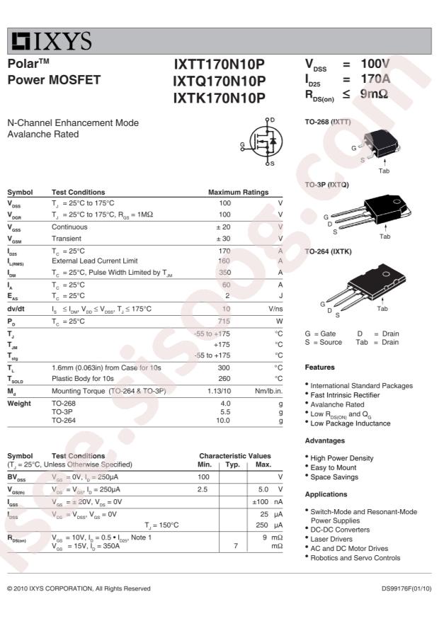 IXTQ170N10P