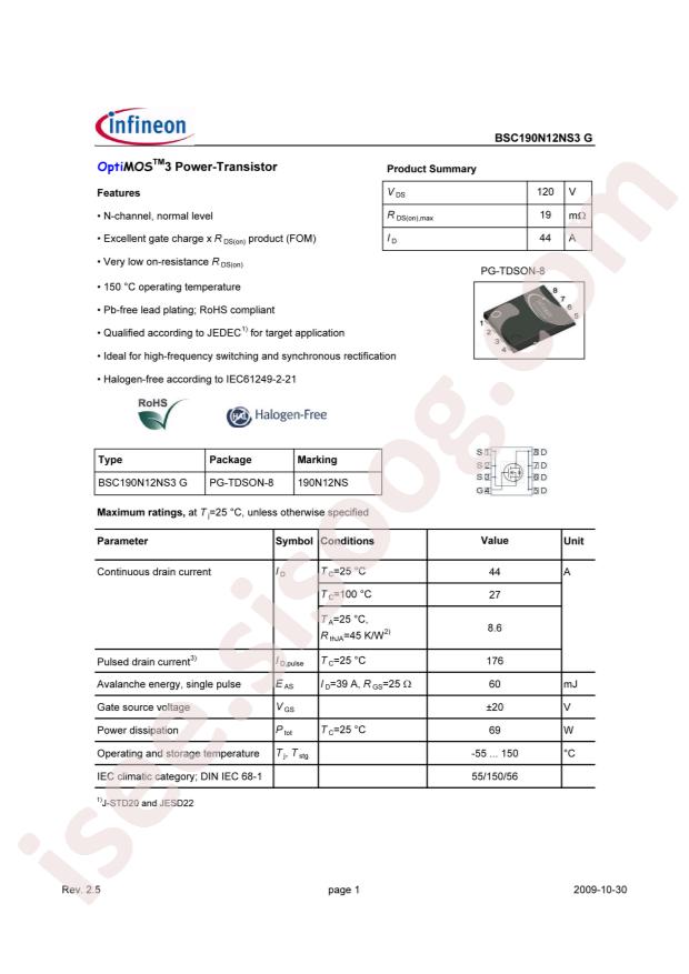 BSC190N12NS3 G