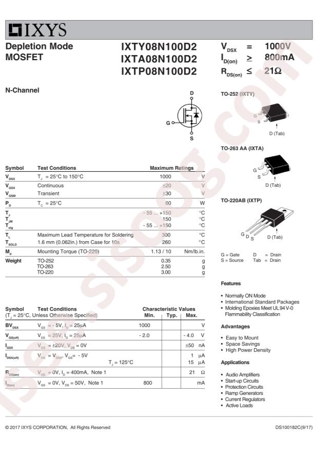 IXTA08N100D2
