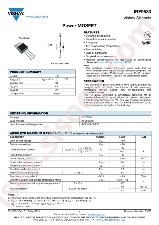 IRF9530PBF