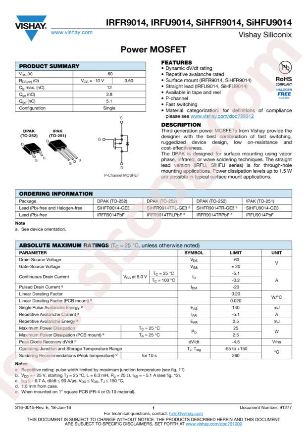 IRFR9014TRLPBF