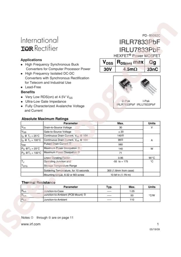 IRLR7833TRPBF