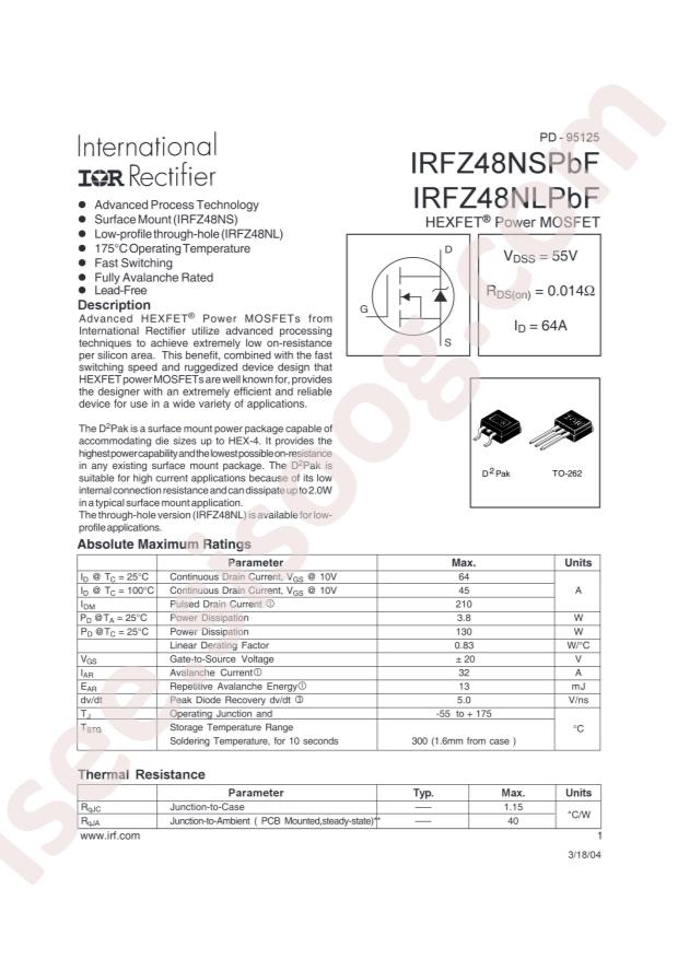 IRFZ48NSTRLPBF