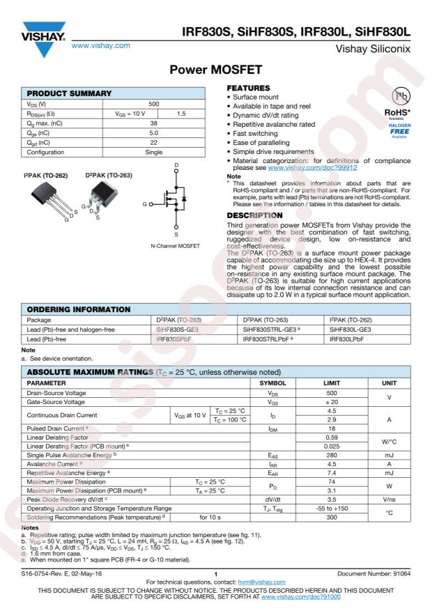 IRF830SPBF