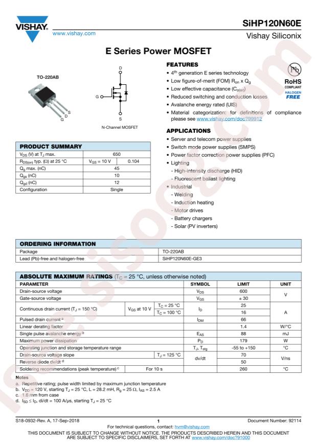 SIHP120N60E-GE3