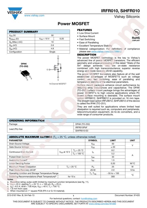IRFR010TRLPBF