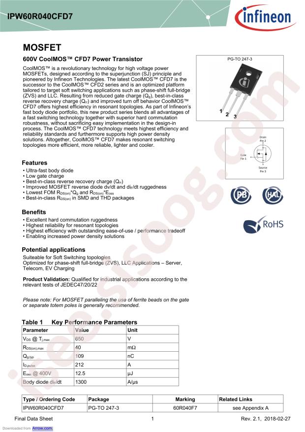 IPW60R040CFD7XKSA1