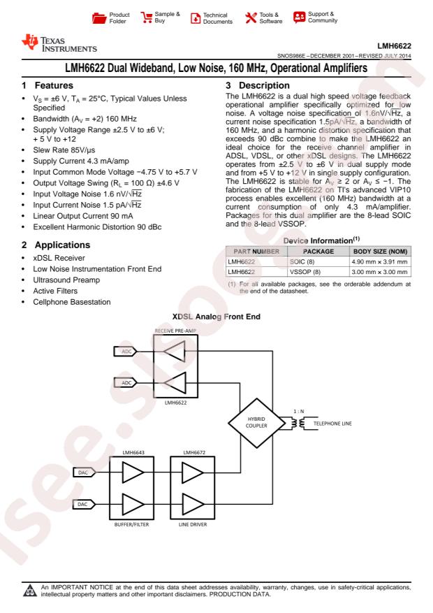 TI LMH6622MAX/NOPB