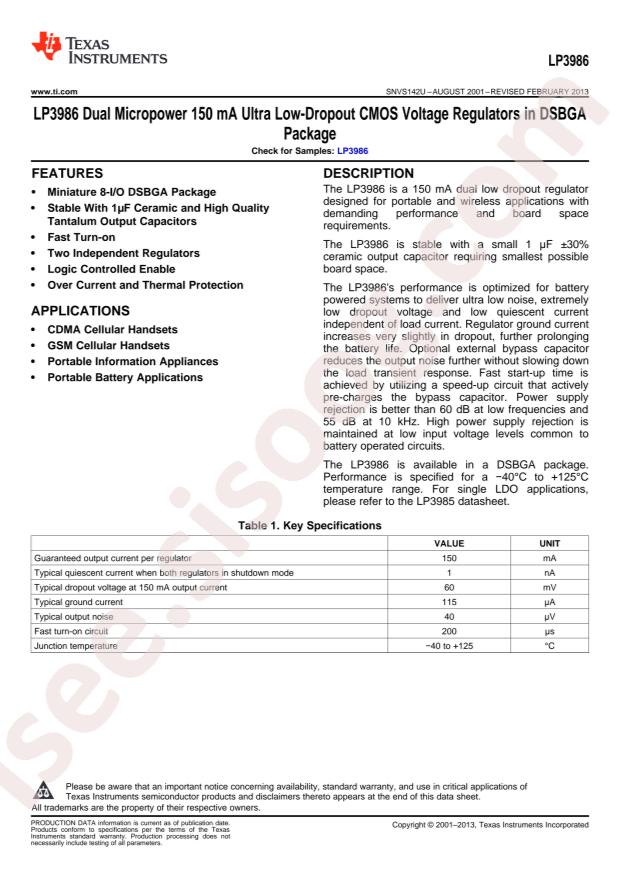 LP3986TLX285285/NOPB