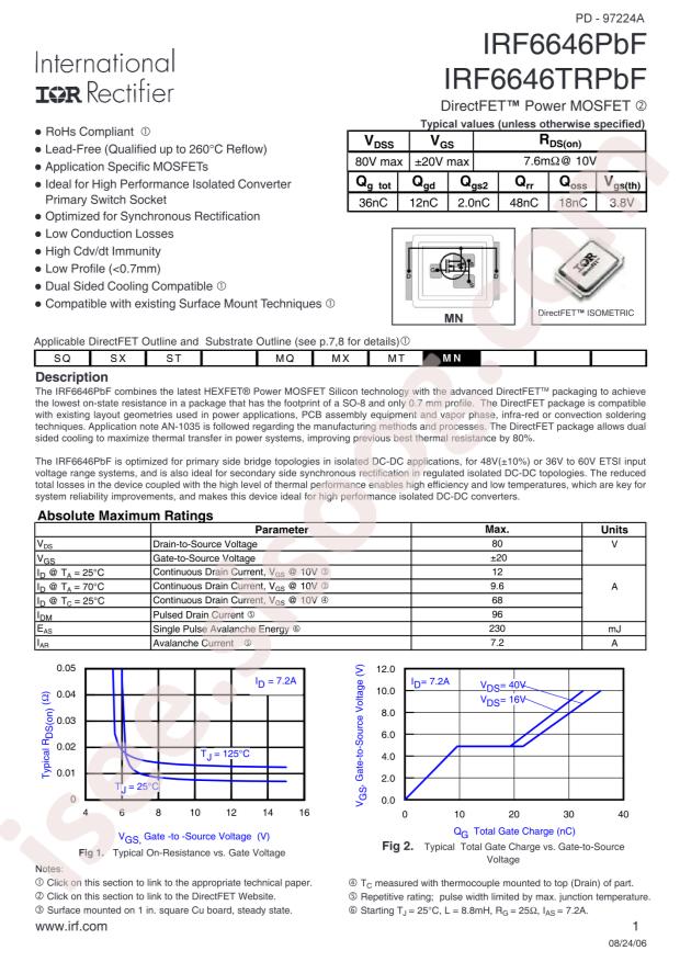 IRF6646TRPBF