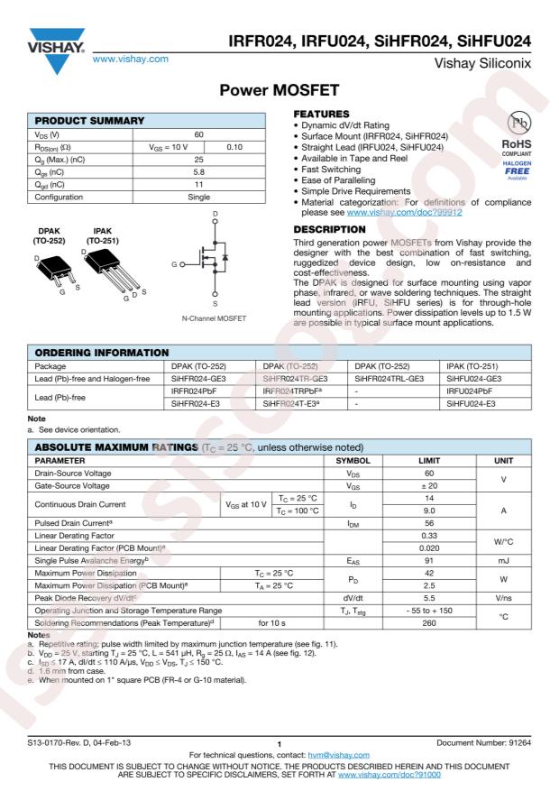 IRFU024PBF