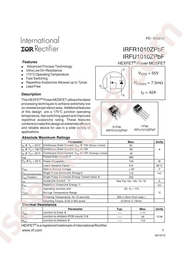IRFR1010ZTRLPBF