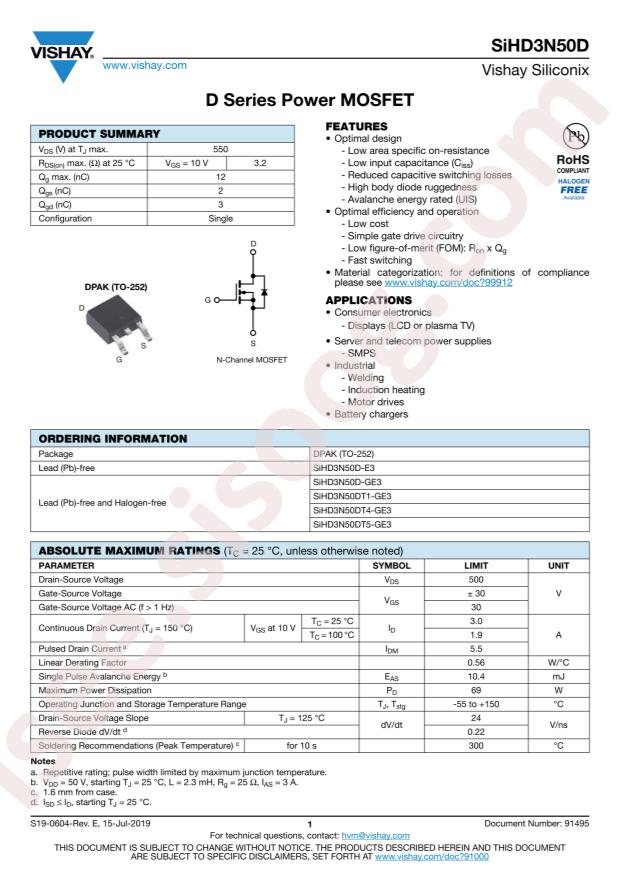 SIHD3N50DT4-GE3