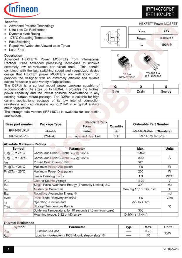 IRF1407STRLPBF