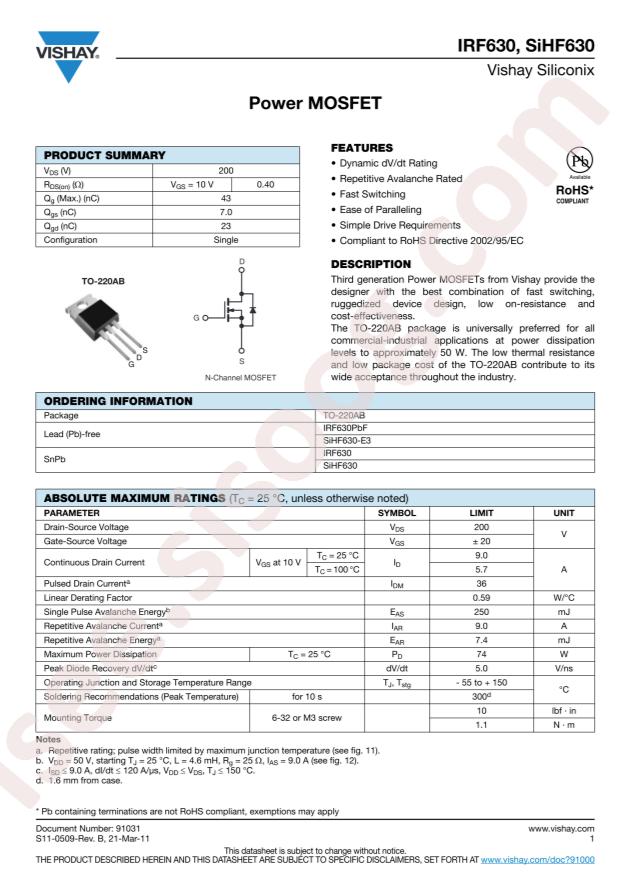 IRF630PBF